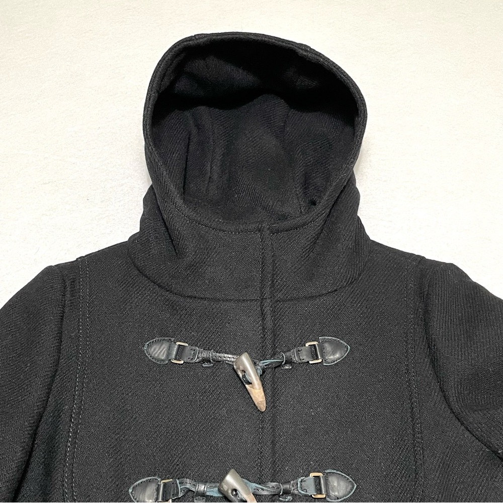United Colors Of Benetton Hooded Wool-blend duffle coat in black size 44 Medium - Picture 2 of 12